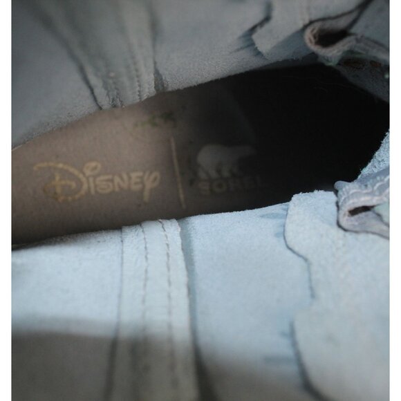 Sorel Disney Frozen Youth Ankle Boots Girls 3 Silver Leather Lace Up Wedge Heel - Picture 8 of 12